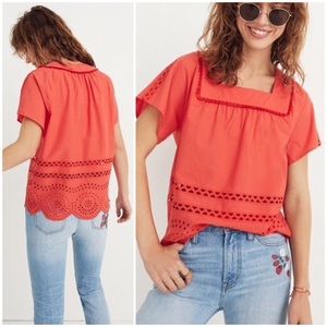 Burnt Orange/Red MADEWELL Cut-Out Blouse